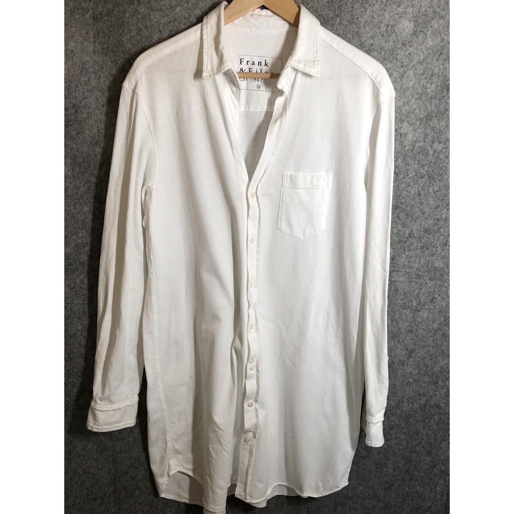 Frank & Eileen Shirt Womens Medium White Tunic Shirt Dress Heritage Knit The Lab